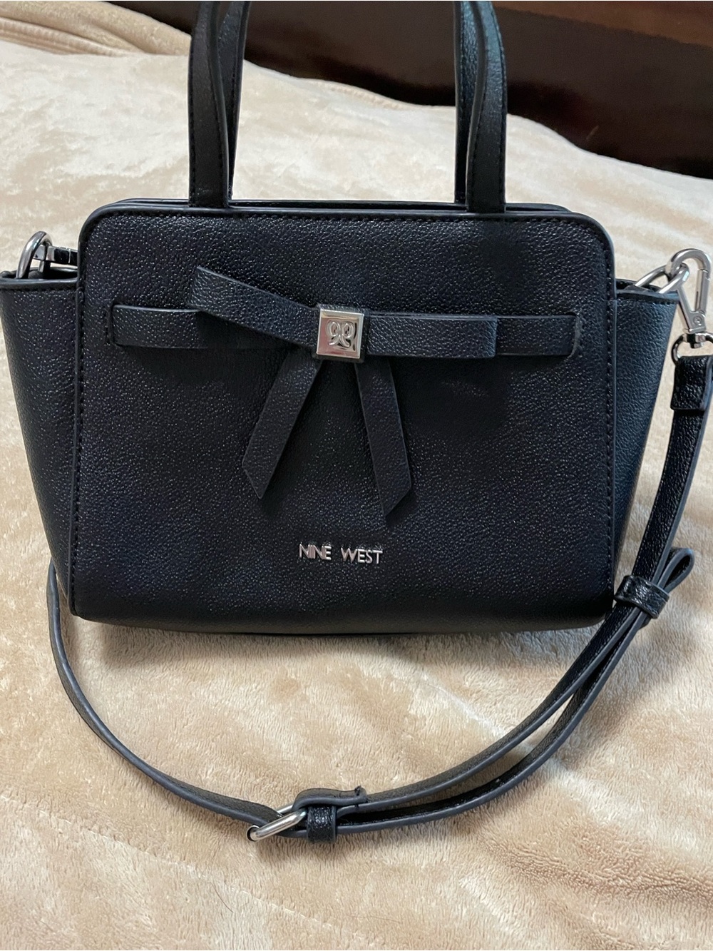 Nine West Black Bow-Accent Satchel